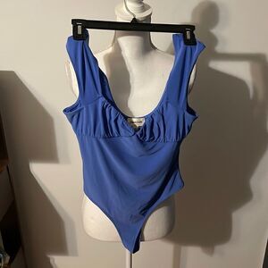 Women’s swim one piece blue bathing suit open edit size medium